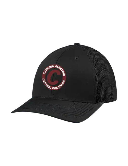 Richardson Adjustable Snapback Original 112 Trucker Cap Black w/Black Mesh w/Carlton Electric Logo