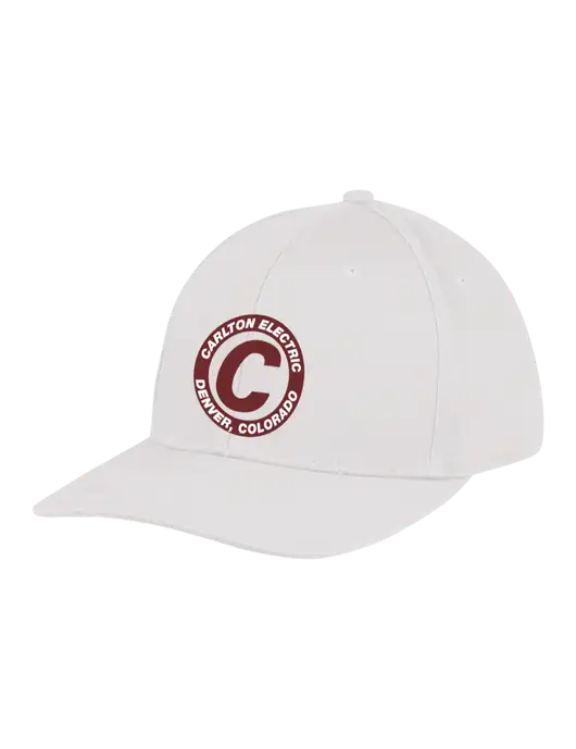 Premium Modern Structured Twill White Snapback Cap w/Carlton Electric Logo