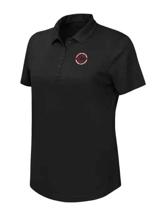 Callaway Womens Birdseye Black Polo w/Carlton Electric Logo