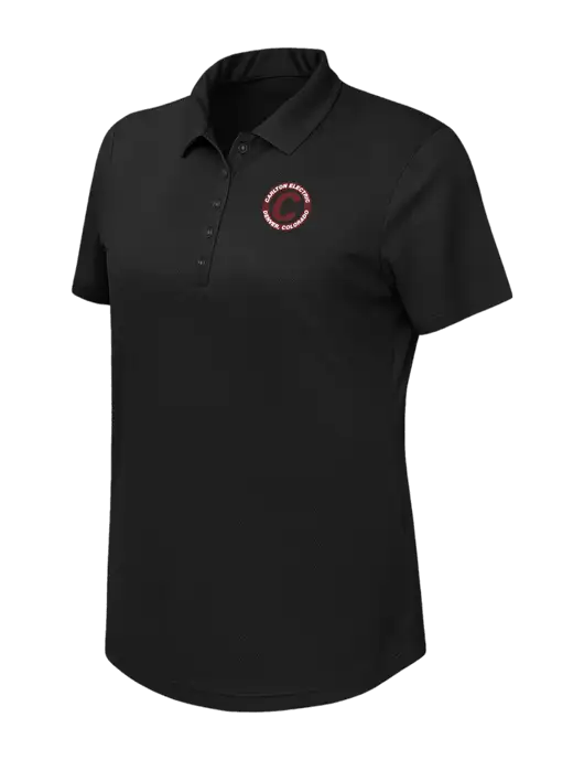Callaway Womens Birdseye Black Polo w/Carlton Electric Logo