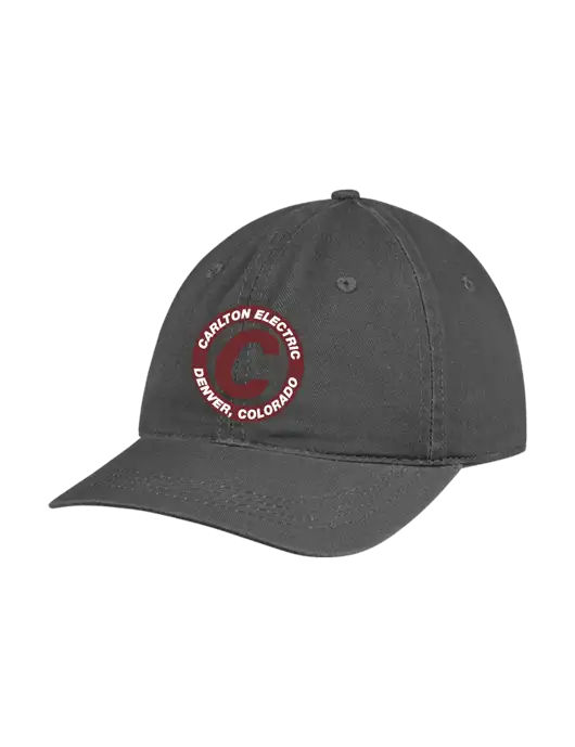 Garment Washed Unstructured Twill Charcoal Cap w/Carlton Electric Logo