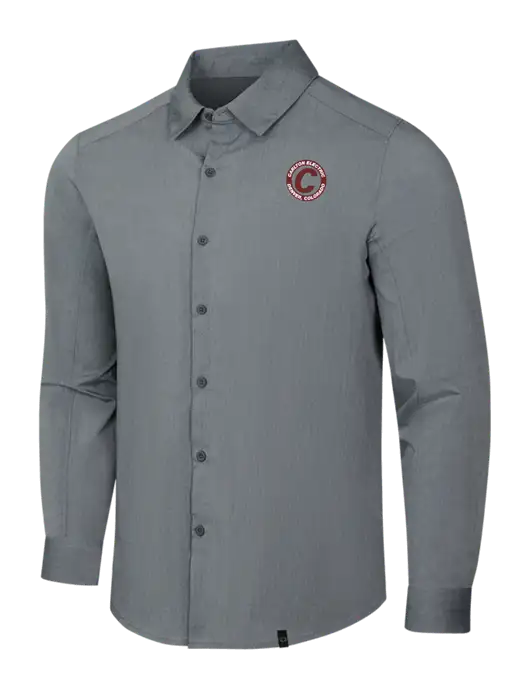 OGIO Medium Grey Heather Commuter Woven Shirt w/Carlton Electric Logo