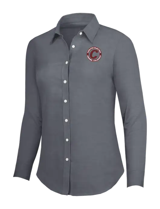 Dark Grey Womens SuperPro Oxford Shirt w/Carlton Electric Logo