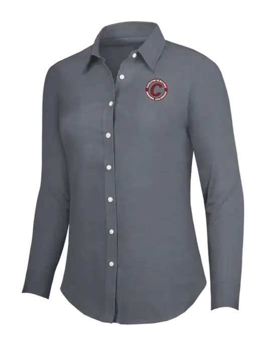 Dark Grey Womens SuperPro Oxford Shirt w/Carlton Electric Logo