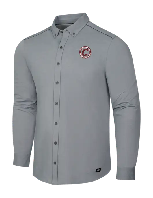 OGIO Medium Grey Heather Modern Code Stretch Button-Up Shirt w/Carlton Electric Logo