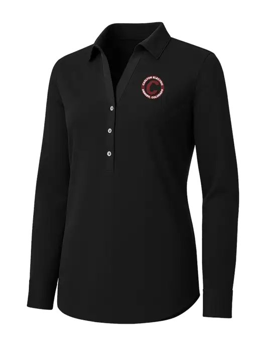 Womens Black City Stretch Shirt w/Carlton Electric Logo