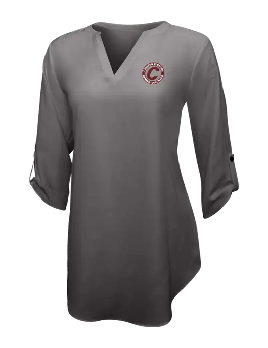 Dark Grey Womens 3/4 Sleeve Tunic Blouse w/Carlton Electric Logo