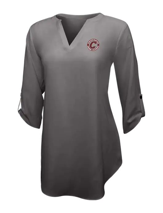 Dark Grey Womens 3/4 Sleeve Tunic Blouse w/Carlton Electric Logo