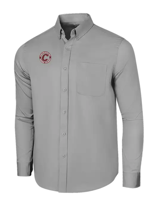 Long Sleeve Light Grey Superpro React Twill Shirt w/Carlton Electric Logo
