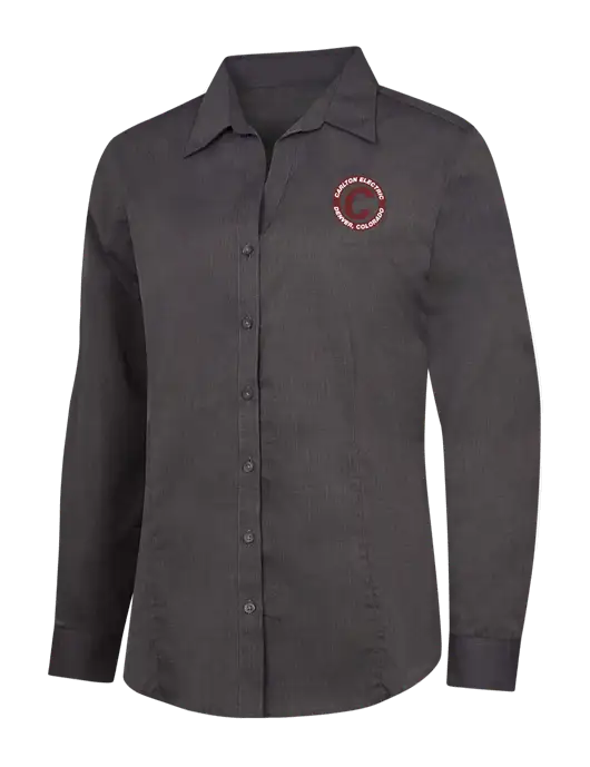 Womens Soft Black Crosshatch Easy Care Shirt w/Carlton Electric Logo