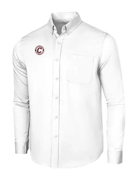 Long Sleeve White Superpro React Twill Shirt w/Carlton Electric Logo