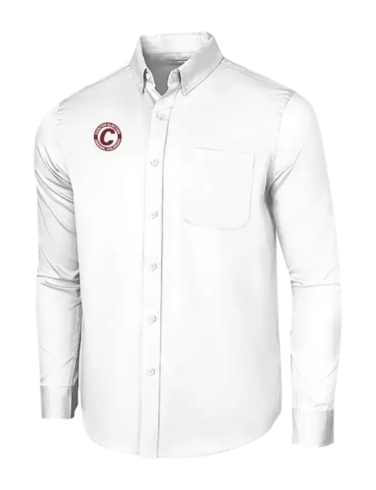 Long Sleeve White Superpro React Twill Shirt w/Carlton Electric Logo