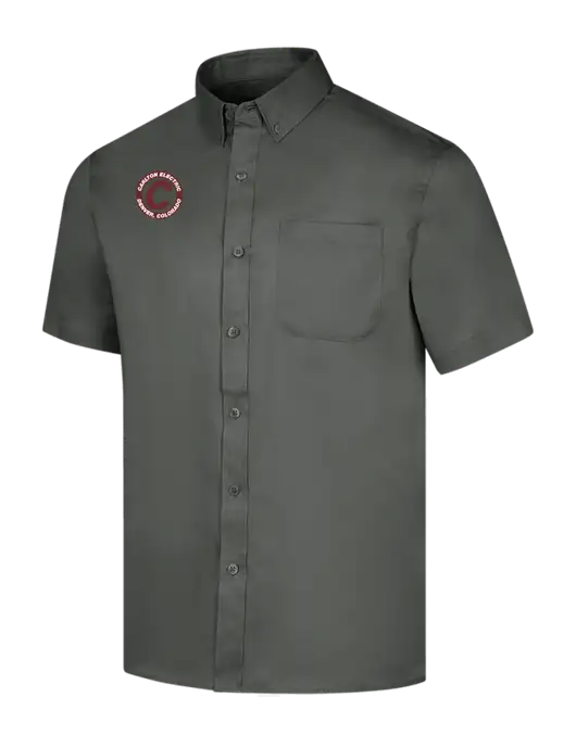 Short Sleeve Dark Grey Superpro React Twill Shirt w/Carlton Electric Logo