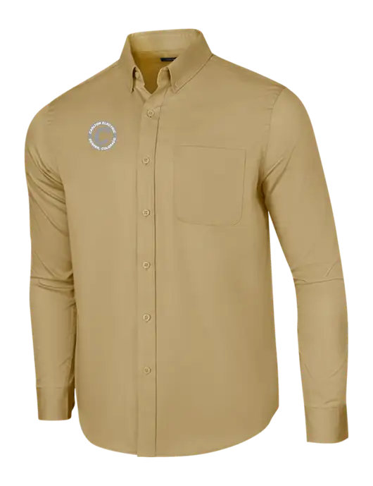 Long Sleeve Dark Tan Superpro React Twill Shirt w/Carlton Electric Logo