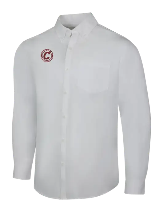 White Long Sleeve Carefree Poplin Shirt w/Carlton Electric Logo