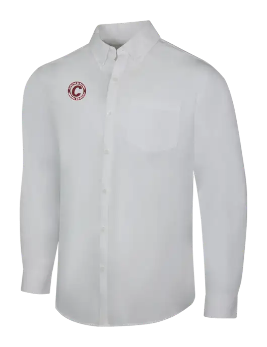 White Long Sleeve Carefree Poplin Shirt w/Carlton Electric Logo