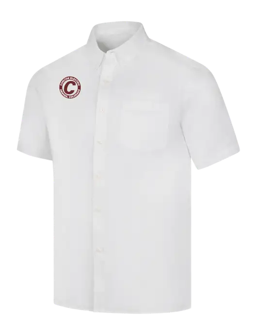 Short Sleeve White Superpro React Twill Shirt w/Carlton Electric Logo