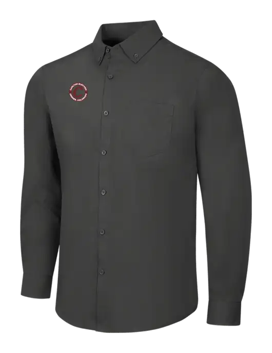 Dark Grey Long Sleeve Carefree Poplin Shirt w/Carlton Electric Logo