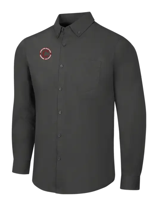 Dark Grey Long Sleeve Carefree Poplin Shirt w/Carlton Electric Logo