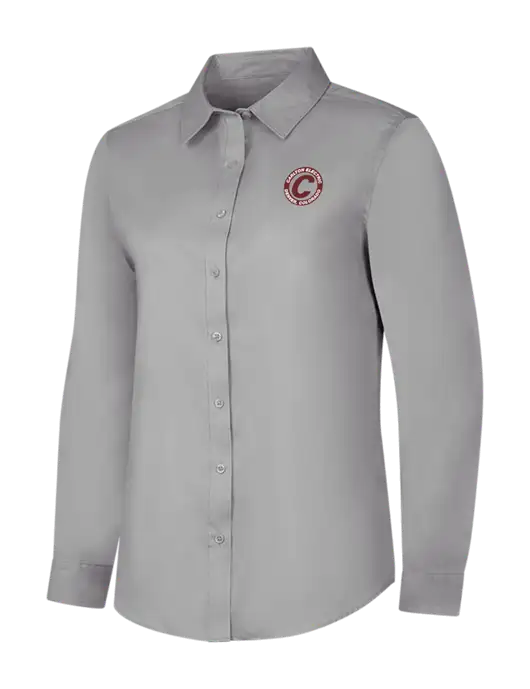 Light Grey Womens Long Sleeve Superpro React Twill Shirt w/Carlton Electric Logo