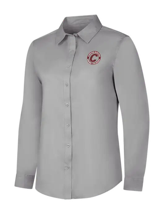 Light Grey Womens Long Sleeve Superpro React Twill Shirt w/Carlton Electric Logo