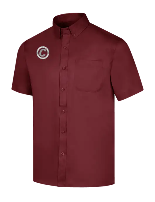 Short Sleeve Maroon Superpro React Twill Shirt w/Carlton Electric Logo