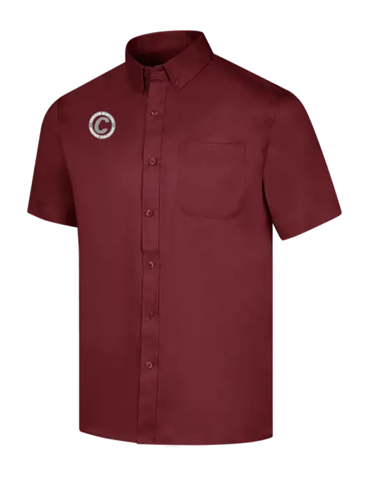 Short Sleeve Maroon Superpro React Twill Shirt w/Carlton Electric Logo