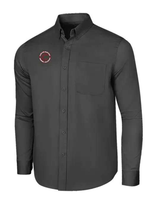 Long Sleeve Dark Grey Superpro React Twill Shirt w/Carlton Electric Logo