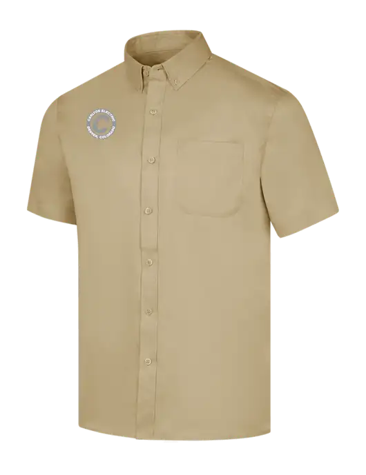 Short Sleeve Dark Tan Superpro React Twill Shirt w/Carlton Electric Logo