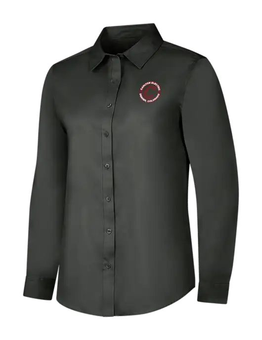 Dark Grey Womens Long Sleeve Superpro React Twill Shirt w/Carlton Electric Logo
