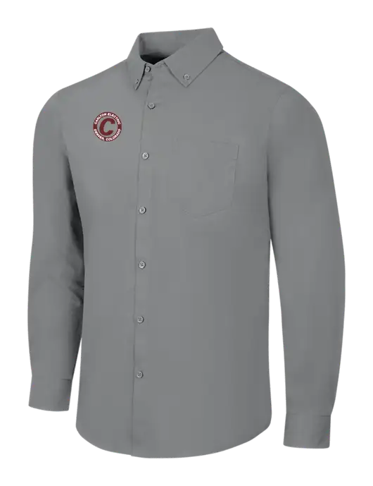 Medium Grey Long Sleeve Carefree Poplin Shirt w/Carlton Electric Logo