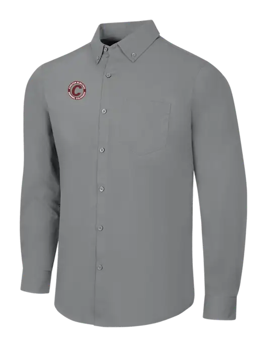 Medium Grey Long Sleeve Carefree Poplin Shirt w/Carlton Electric Logo