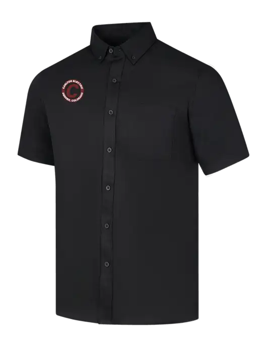 Short Sleeve Deep Black Superpro React Twill Shirt w/Carlton Electric Logo