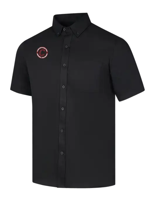 Short Sleeve Deep Black Superpro React Twill Shirt w/Carlton Electric Logo