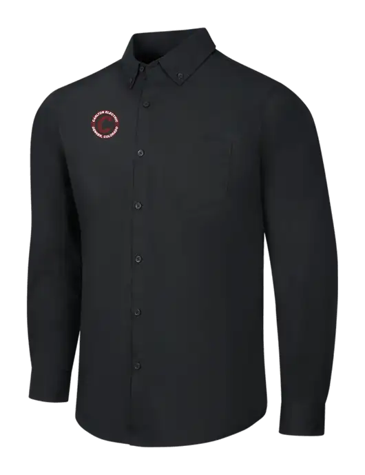 Black Long Sleeve Carefree Poplin Shirt w/Carlton Electric Logo