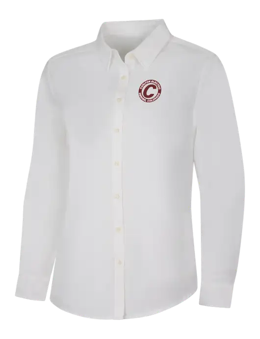 Womens White Long Sleeve Superpro React Twill Shirt w/Carlton Electric Logo