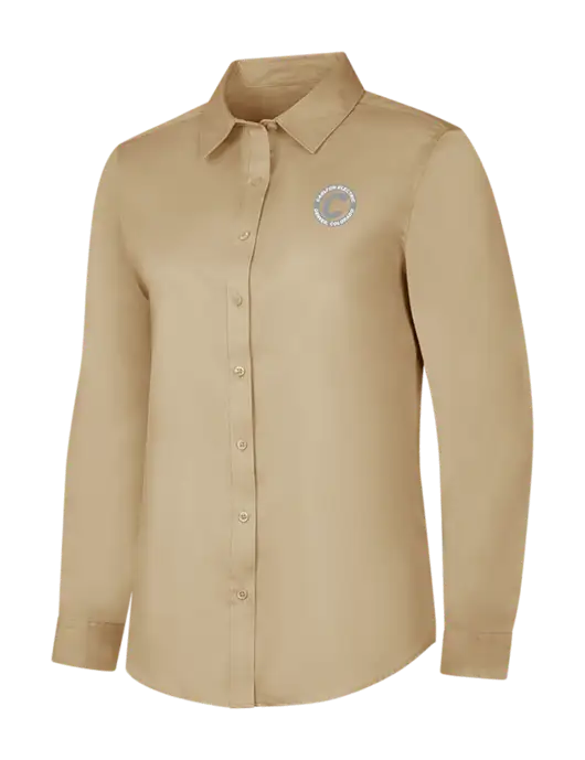 Dark Tan Womens Long Sleeve Superpro React Twill Shirt w/Carlton Electric Logo