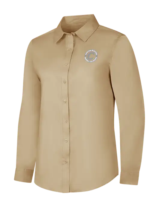 Dark Tan Womens Long Sleeve Superpro React Twill Shirt w/Carlton Electric Logo