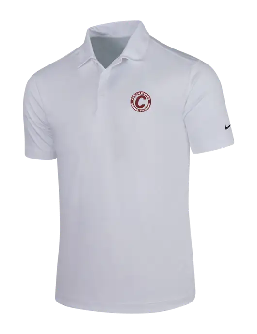 NIKE White Dri-Fit Vertical Mesh Polo w/Carlton Electric Logo