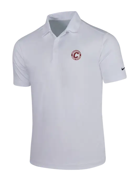 NIKE White Dri-Fit Vertical Mesh Polo w/Carlton Electric Logo