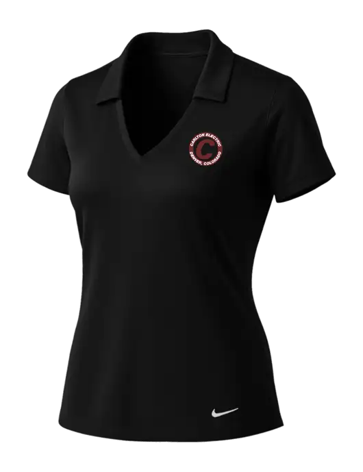 NIKE Black Womens Dri-Fit Vertical Mesh Polo w/Carlton Electric Logo