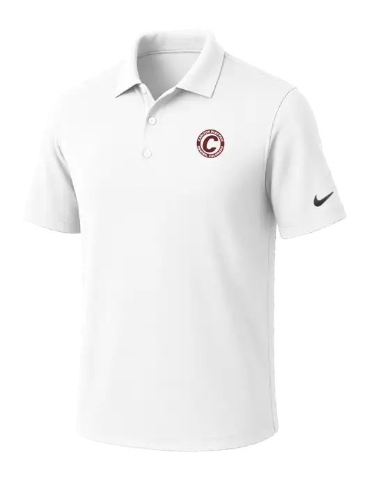 NIKE White Dri-Fit Micro Pique Polo w/Carlton Electric Logo