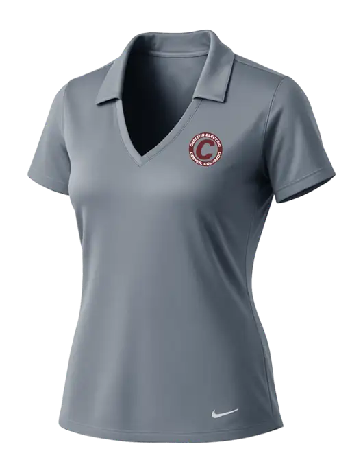 NIKE Medium Grey Womens Dri-Fit Vertical Mesh Polo w/Carlton Electric Logo