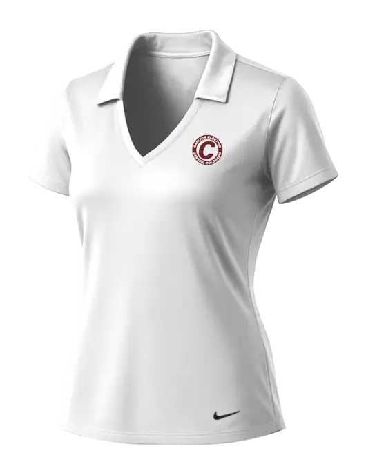 NIKE White Womens Dri-Fit Vertical Mesh Polo w/Carlton Electric Logo