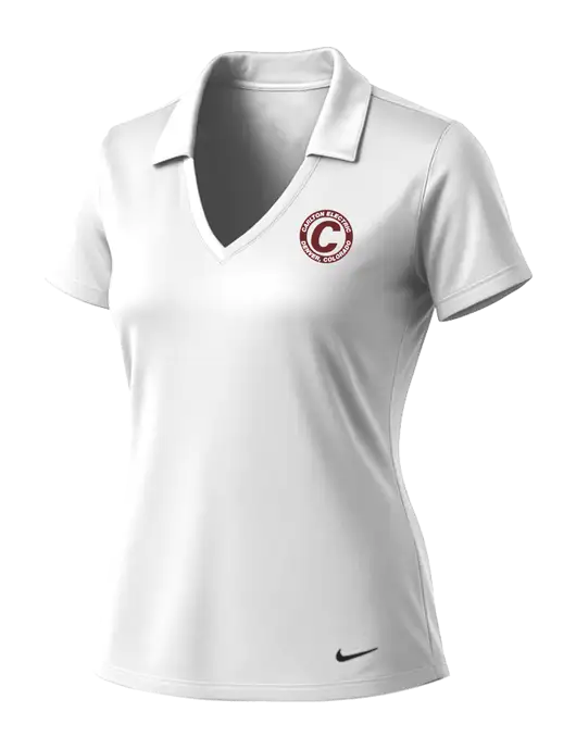 NIKE White Womens Dri-Fit Vertical Mesh Polo w/Carlton Electric Logo