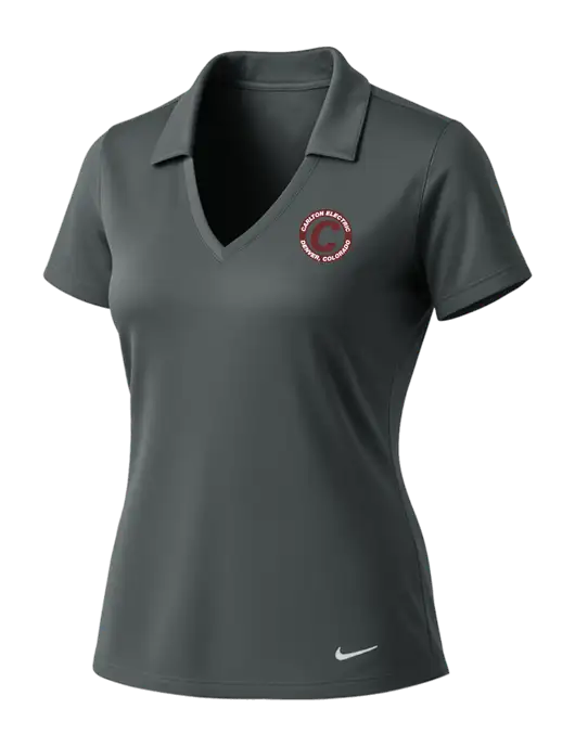 NIKE Dark Grey Womens Dri-Fit Vertical Mesh Polo w/Carlton Electric Logo