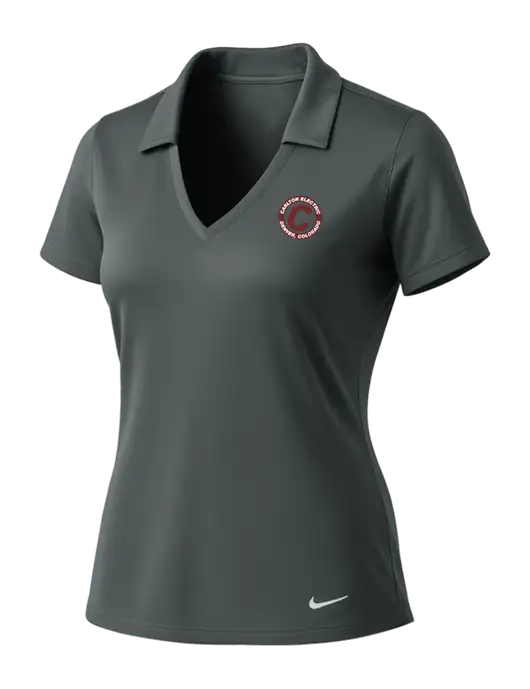NIKE Dark Grey Womens Dri-Fit Vertical Mesh Polo w/Carlton Electric Logo