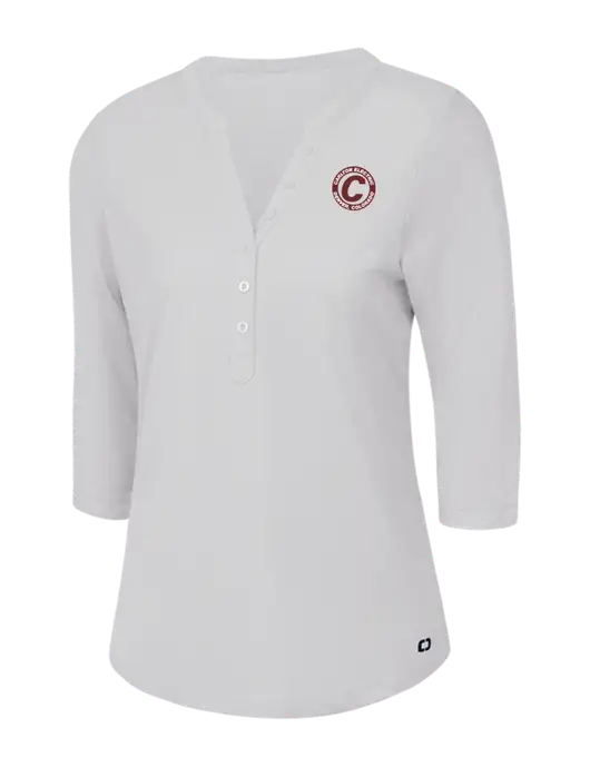 OGIO Bright White Jewel Henley w/Carlton Electric Logo