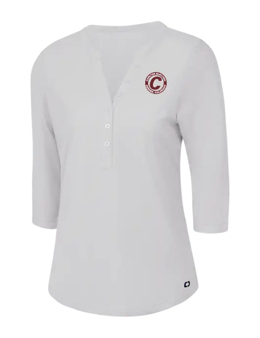 OGIO Bright White Jewel Henley w/Carlton Electric Logo