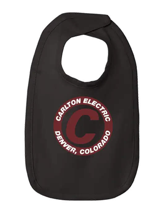 Rabbit Skins Black Infant Premium Jersey Bib w/Carlton Electric Logo